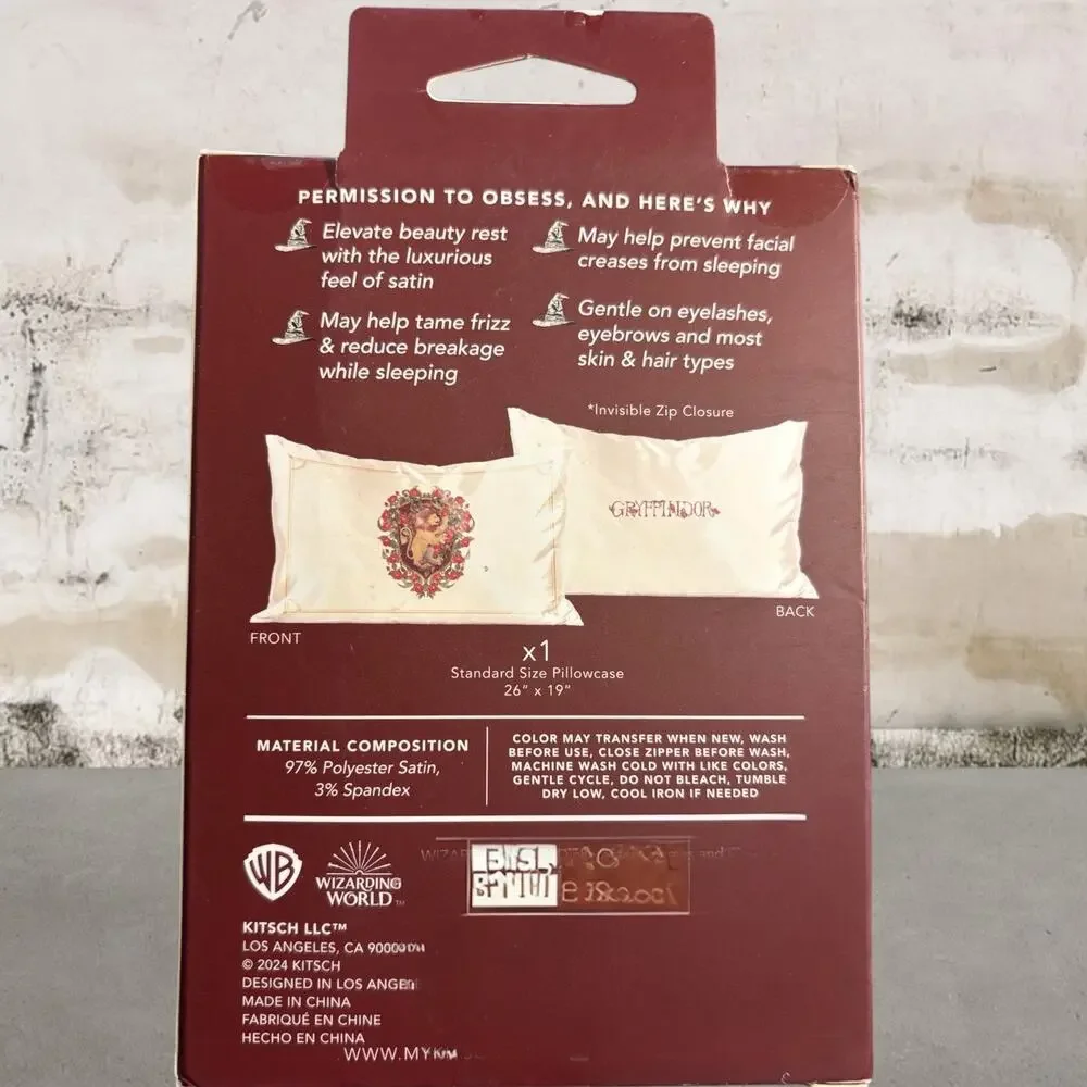 Kitsch x Harry Potter Satin Standard Pillowcase in Gryffindor NIB